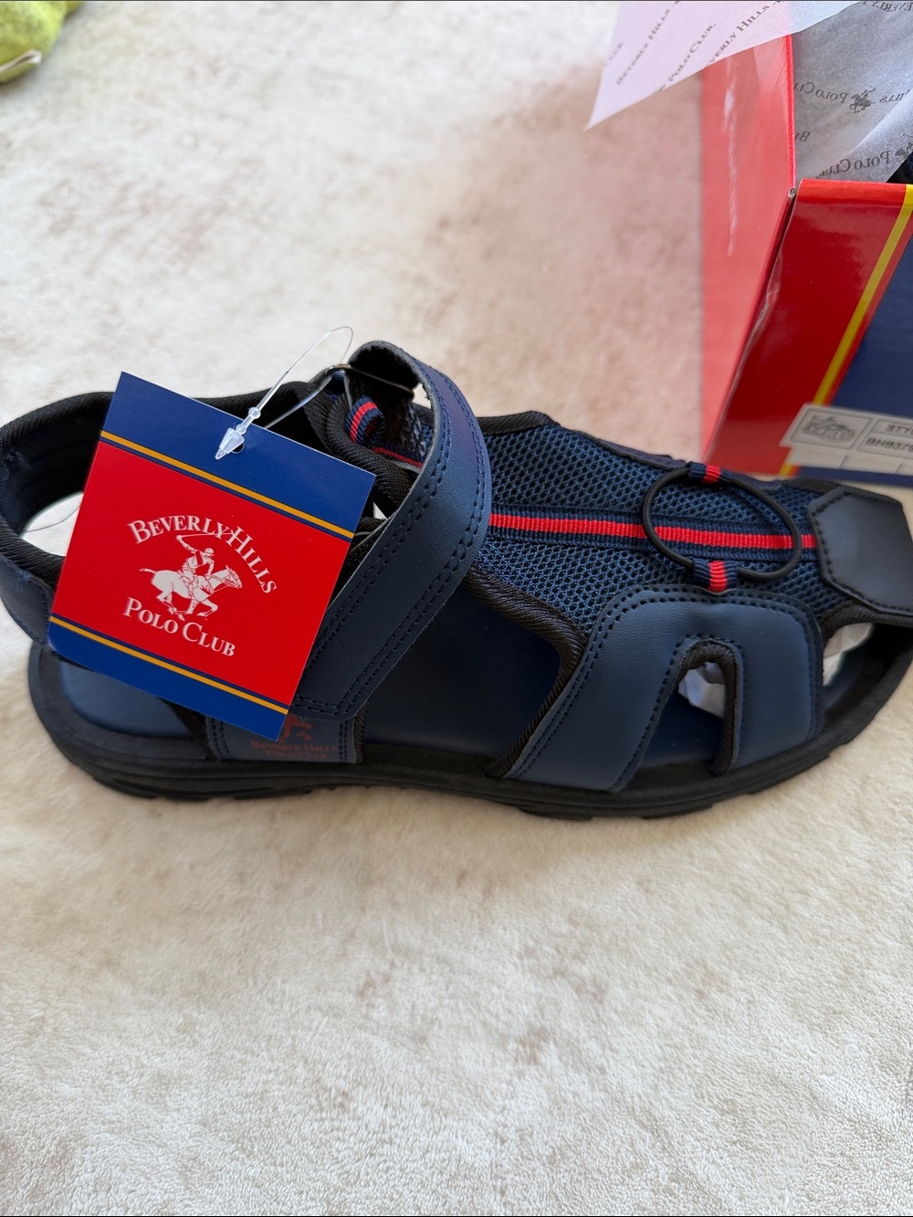 Beverly Hills Polo Club Boys Navy & Red Sport Sandals